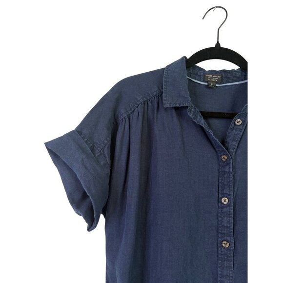 J.Crew Women's 100% Linen Baird McNutt Irish Linen Navy Shirtdress Size Small - Picture 3 of 12